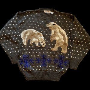 Large Dark Grey Sweater with Polar Bears